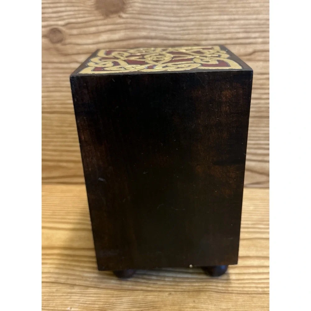 Hand Crafted Celtic Knot Irish Wooden Jewelry Trinket Box Drawers